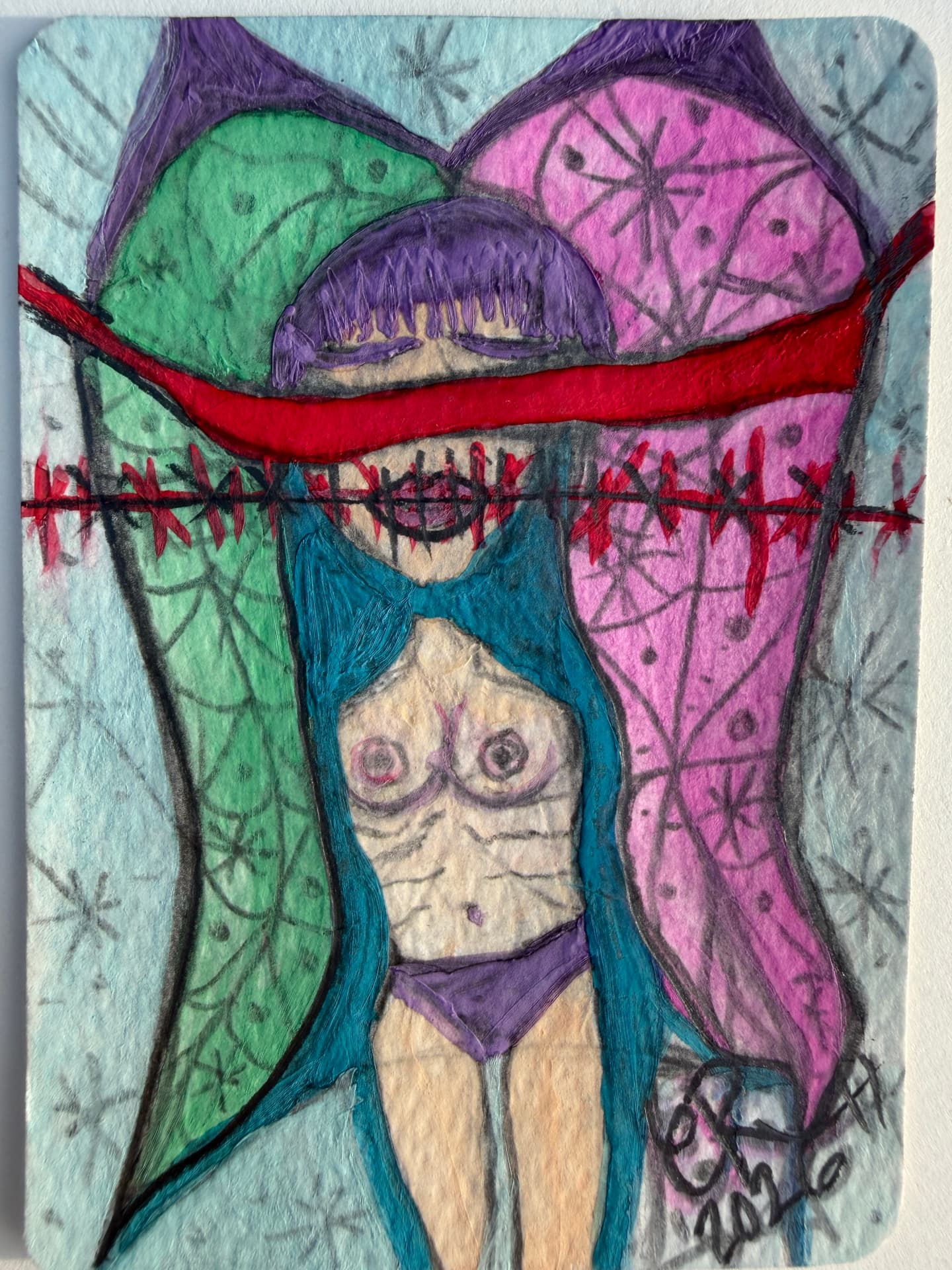 Expressive girl rendered in vivid hand-drawn color
